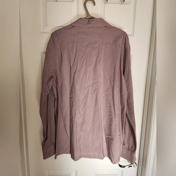 Boss Hugo Boss Burgundy and White Check Men's Dress Shirt RN 73618 Size 42/16.5 - Picture 3 of 6